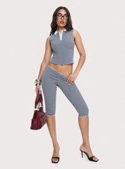 Tuka Capri Navy Gingham