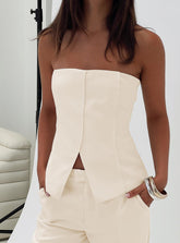 Lavish Living Strapless Top Cream Petite