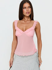 Zayliah Frill Detail Top Pink
