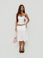 Opalie Asymmetrical Midi Skirt White Broderie