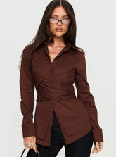 Shapeshifter Twist Long Sleeve Shirt Chocolate