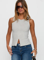 Kortez Zip Through Top Grey Marle