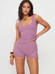Roseblush Textured Tank Set Pink / Purple Stripe