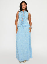 Songbird Shirred Maxi Dress Blue