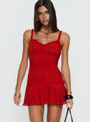 Kahla Frill Romper Red Polka Dot