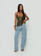 Opaline Sequin Cami Top Green