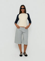 Telepathic Raglan Long Sleeve Top Cream / Navy