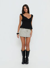 Nicolina Low Rise Denim Mini Skirt Washed Grey