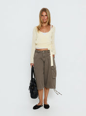 Tonee Sheer Wrap Knit Cardigan Butter Cream