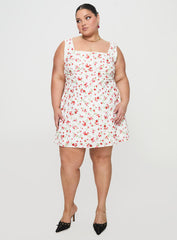 Dasha Mini Dress White Floral Curve