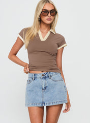 Nicolina Low Rise Denim Mini Skirt Ice Blue Wash Tall