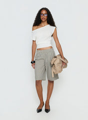Sevigney Long Elasticated Shorts Cream Check