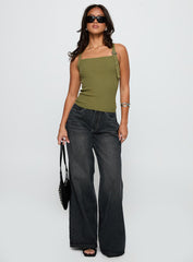 Bare It All Buckle Detail Top Green