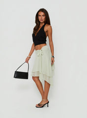 Ophella Tie Waist Chiffon Midi Skirt Sage