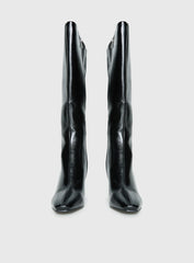 Sawyer Knee High Boots Black Crinkle