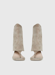Catch The Light Faux Suede Open Toe Boots Tan