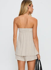 Jetsetter Strapless Romper Beige Stripe