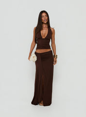 Keerah Tie Neck Halter Top Brown
