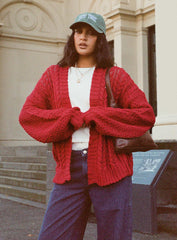 Abner Cable Cardigan Red