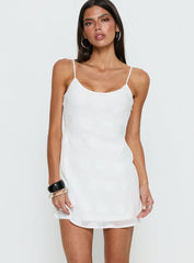 Lissie Scoop Mini Dress White Polka Dot