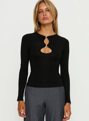 Orlaith Cut Out Long Sleeve Top Black