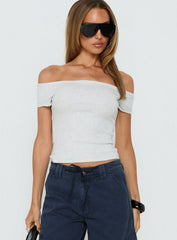 Baseline Boat Neck Top Grey Marle
