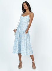 Amara Midi Dress Blue Multi