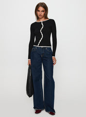 Bring Me Closer Button Up Long Sleeve Top Black / White