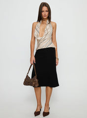 Cassendra Halter Scarf Top Cream Polka Dot
