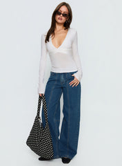 Madelon Long Sleeve Wrap Top White
