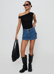Pacific Coast Denim Cargo Skirt Dark Wash