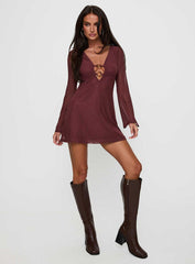 Artique Long Sleeve Mini Dress Brown