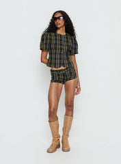 Afterglow Mini Short Navy / Lemon Plaid
