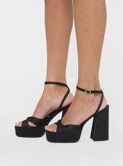Everlasting Satin Platform Heels Black
