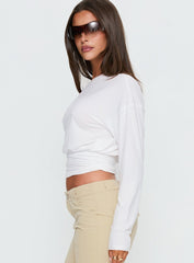 Ashlinn Off Shoulder Long Sleeve Drapey Top White