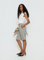 Sevigney Long Elasticated Shorts Cream Check