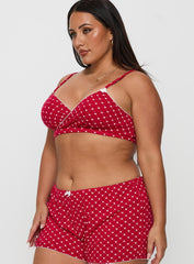 Slumber Pointelle Sleep Bralette Red Curve