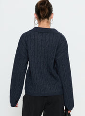 Brodey Collared Cable Knit Sweater Navy