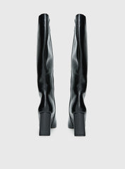 Sawyer Knee High Boots Black Crinkle