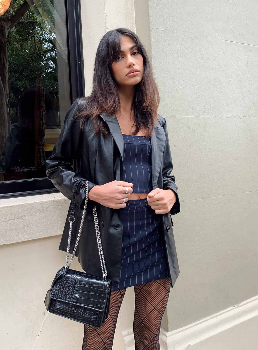 Ellen Faux Leather Blazer
